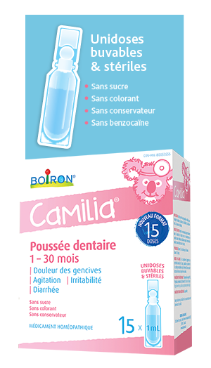 CAMILIA Poussée dentaire Bébé Chamomilla (30 unidoses) Homéopathie Boiron